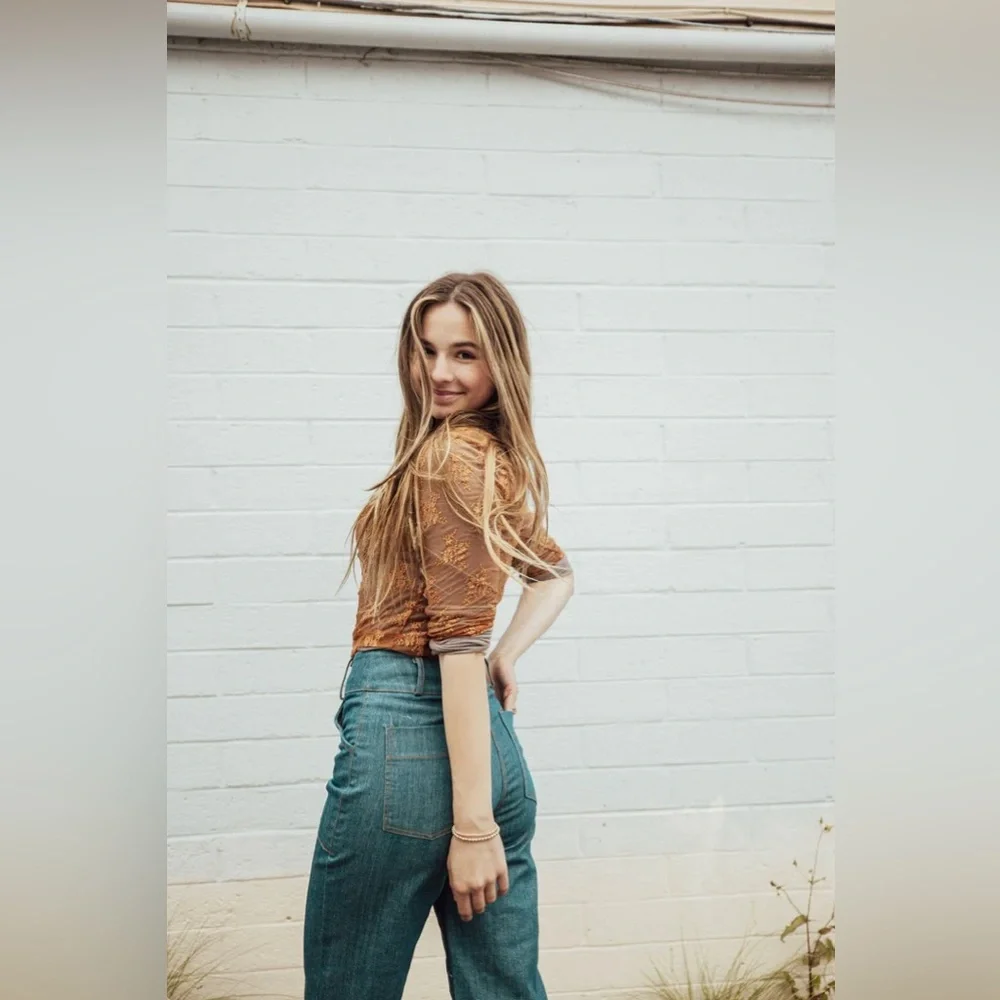 Free People- NWT -Lost in Lace Cardi- Bright Cider -Small - Picture 12 of 14